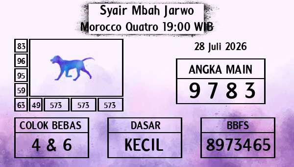 Syair Mbah Jarwo - Morocco Quatro 19:00 WIB