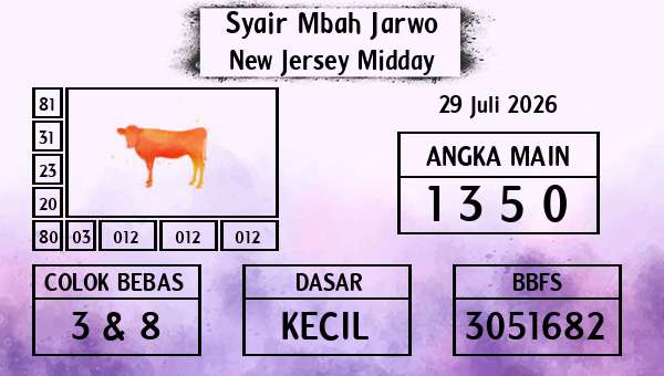 Syair Mbah Jarwo - New Jersey Midday