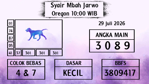Syair Mbah Jarwo - Oregon 10:00 WIB