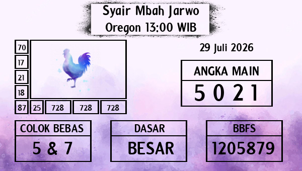 Syair Mbah Jarwo - Oregon 13:00 WIB