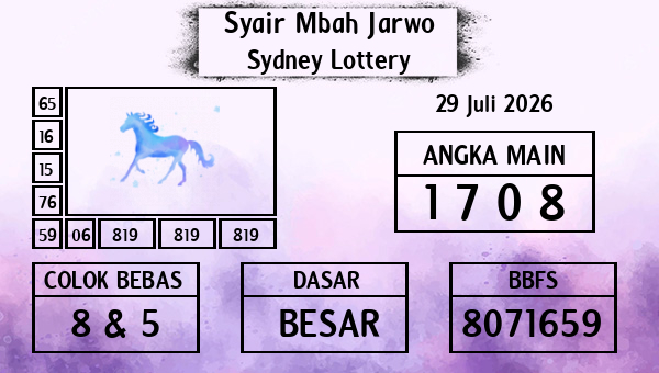 Syair Mbah Jarwo - Sydney Lottery