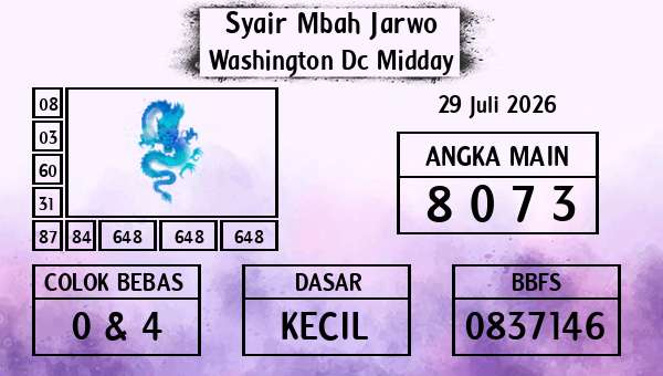 Syair Mbah Jarwo - Washington Dc Midday