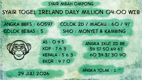 Syair Mbah Ompong - Syair Togel Ireland Daily Million 04:00 WIB
