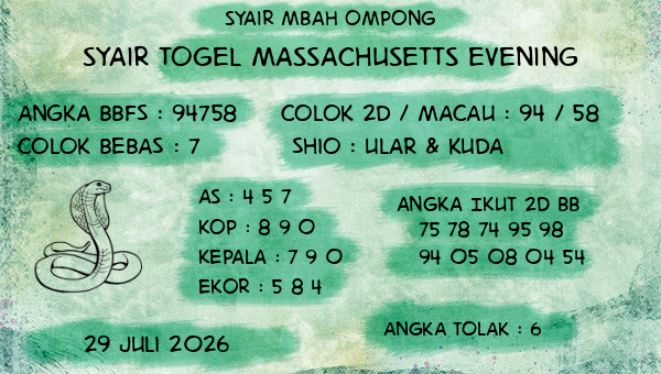 Syair Mbah Ompong - Syair Togel Massachusetts Evening