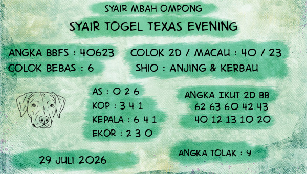 Syair Mbah Ompong - Syair Togel Texas Evening