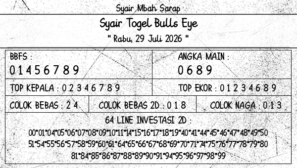 Syair Mbah Sarap - Syair Togel Bulls Eye