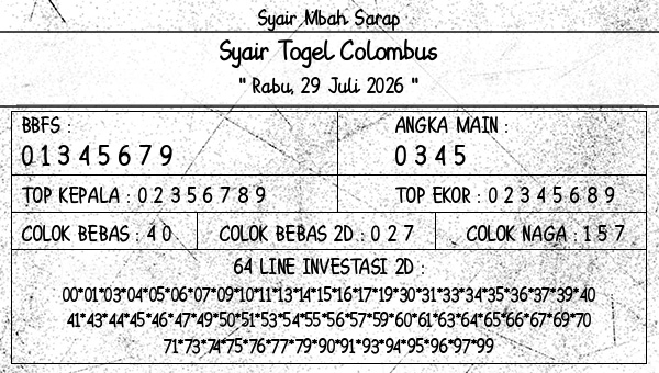 Syair Mbah Sarap - Syair Togel Colombus