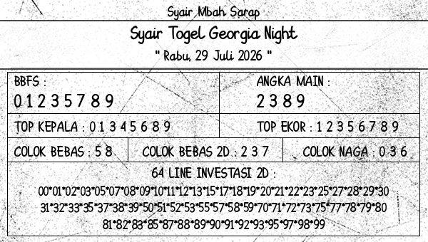 Syair Mbah Sarap - Syair Togel Georgia Night