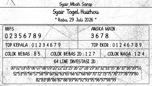 Syair Mbah Sarap - Syair Togel Huizhou