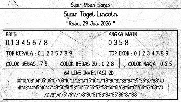 Syair Mbah Sarap - Syair Togel Lincoln