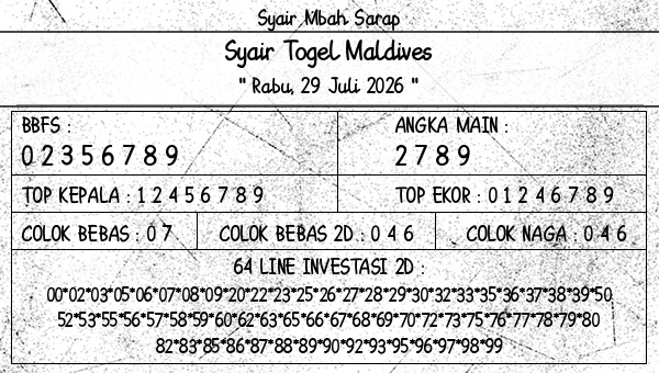 Syair Mbah Sarap - Syair Togel Maldives
