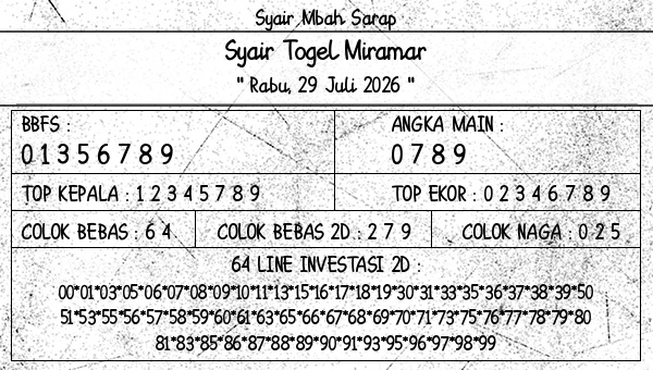 Syair Mbah Sarap - Syair Togel Miramar