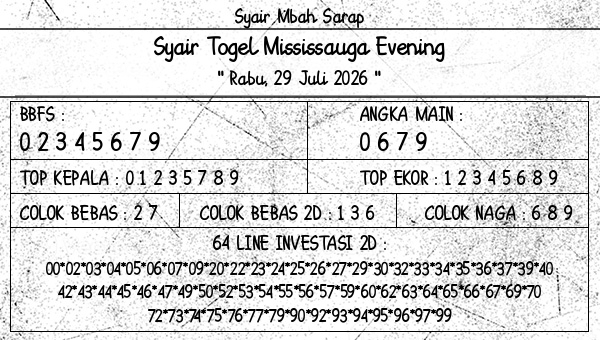 Syair Mbah Sarap - Syair Togel Mississauga Evening