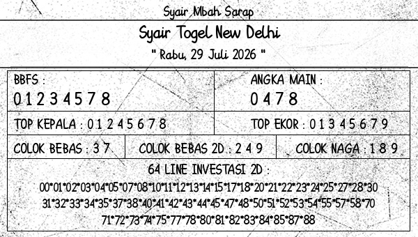Syair Mbah Sarap - Syair Togel New Delhi