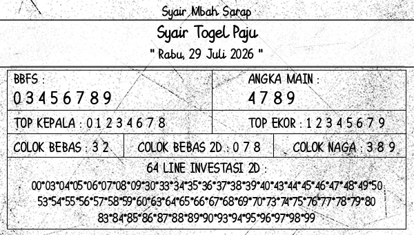 Syair Mbah Sarap - Syair Togel Paju