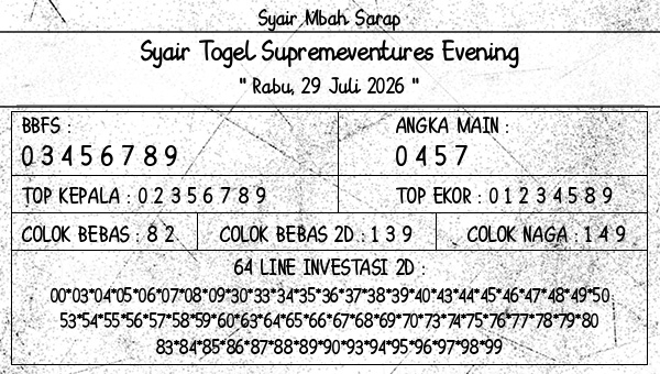 Syair Mbah Sarap - Syair Togel Supremeventures Evening