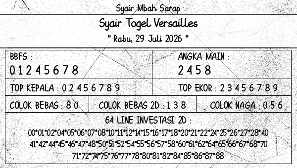 Syair Mbah Sarap - Syair Togel Versailles