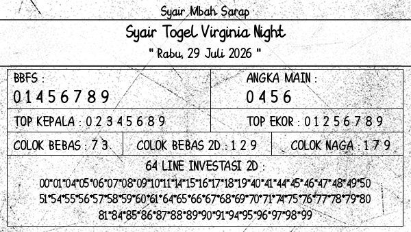 Syair Mbah Sarap - Syair Togel Virginia Night
