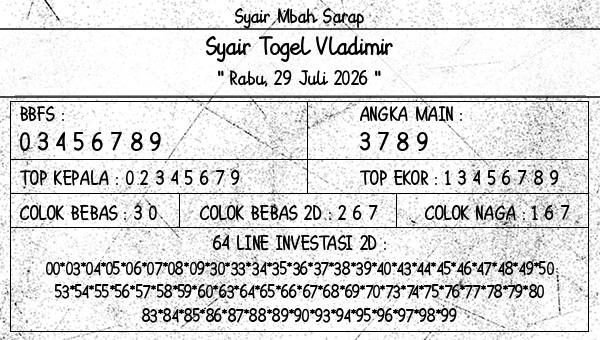Syair Mbah Sarap - Syair Togel Vladimir