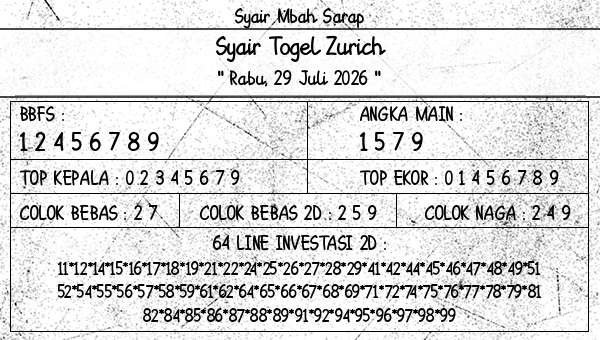 Syair Mbah Sarap - Syair Togel Zurich
