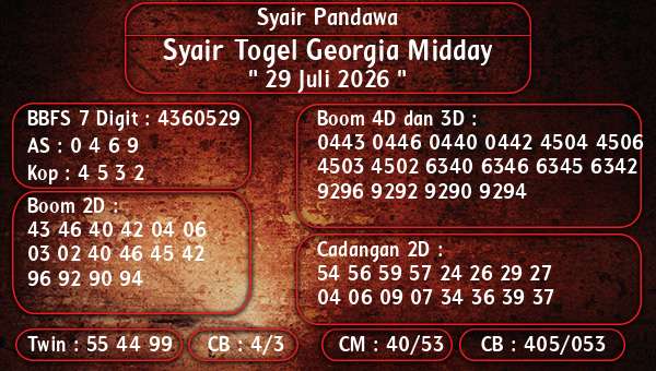 Syair Pandawa - Syair Togel Georgia Midday