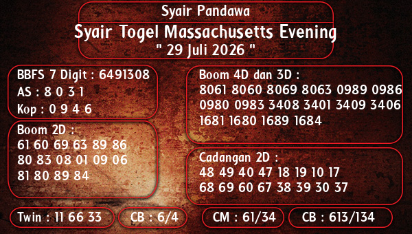 Syair Pandawa - Syair Togel Massachusetts Evening