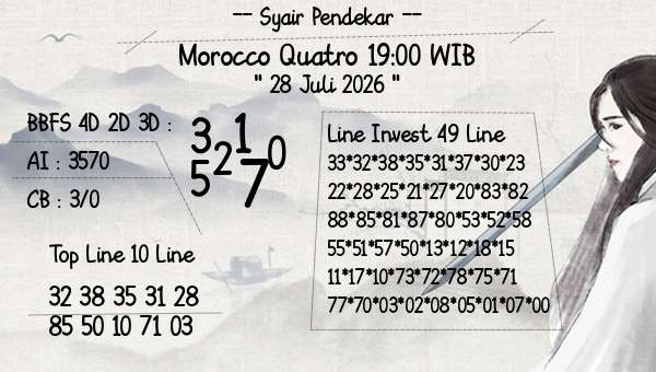 Syair Pendekar - Morocco Quatro 19:00 WIB