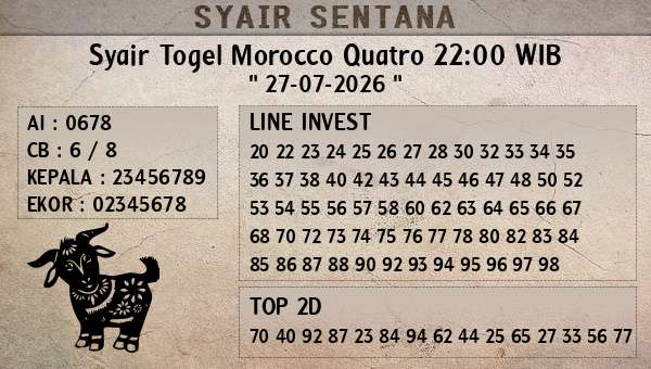  - Syair Togel Morocco Quatro 22:00 WIB