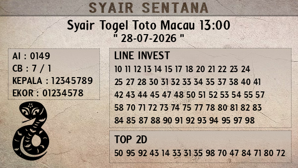  - Syair Togel Toto Macau 13:00