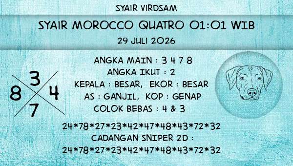 Syair Virdsam - Syair Morocco Quatro 01:01 WIB