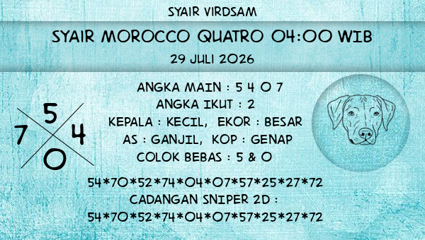 Syair Virdsam - Syair Morocco Quatro 04:00 WIB