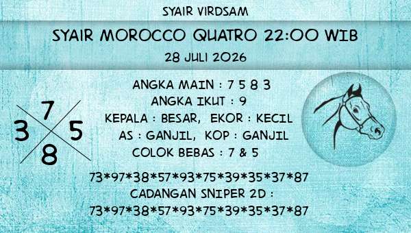 Syair Virdsam - Syair Morocco Quatro 22:00 WIB