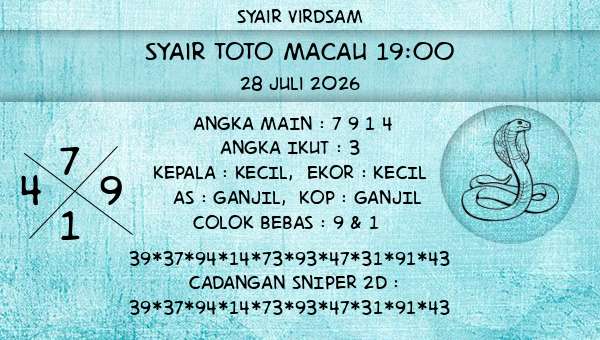 Syair Virdsam - Syair Toto Macau 19:00