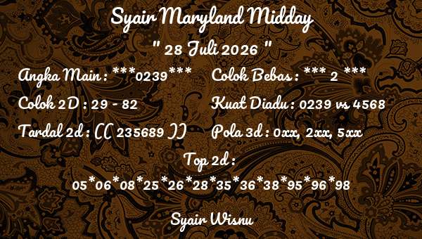 Syair Wisnu - Syair Maryland Midday