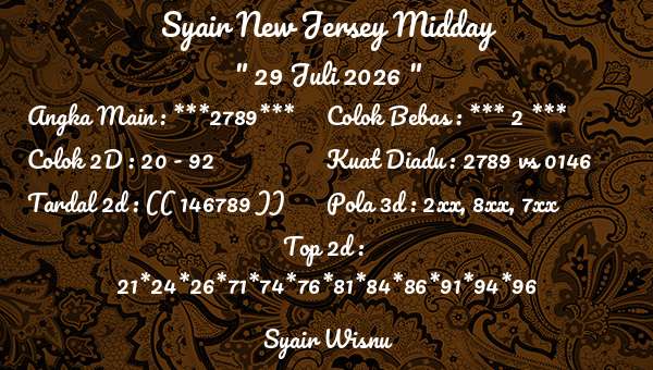 Syair Wisnu - Syair New Jersey Midday