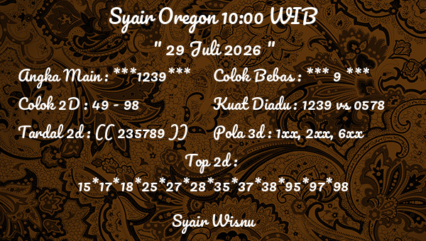 Syair Wisnu - Syair Oregon 10:00 WIB