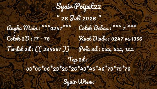 Syair Wisnu - Syair Poipet22