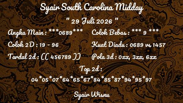 Syair Wisnu - Syair South Carolina Midday