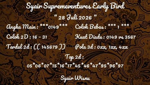 Syair Wisnu - Syair Supremeventures Early Bird