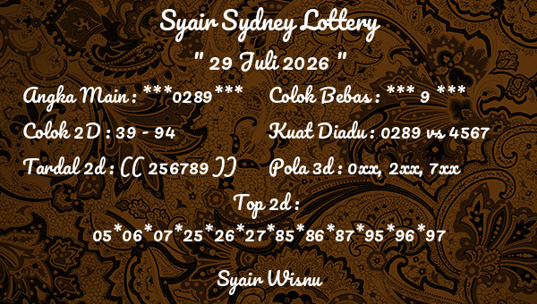 Syair Wisnu - Syair Sydney Lottery