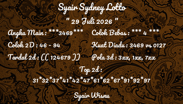 Syair Wisnu - Syair Sydney Lotto