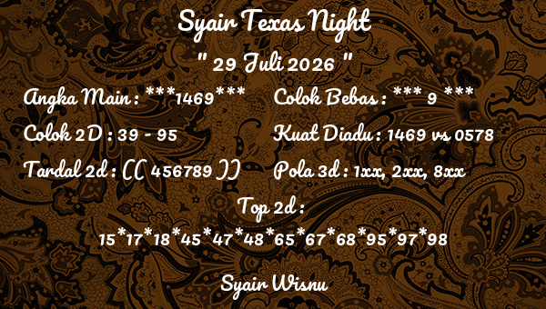 Syair Wisnu - Syair Texas Night