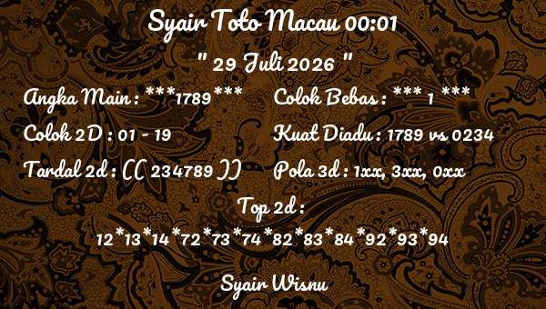Syair Wisnu - Syair Toto Macau 00:01