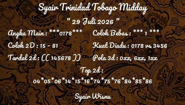 Syair Wisnu - Syair Trinidad Tobago Midday