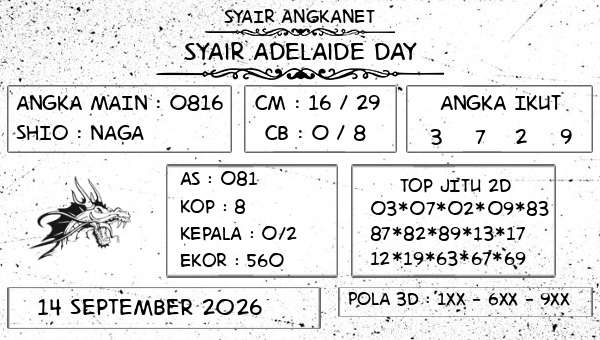 SYAIR ANGKANET - Syair Adelaide Day