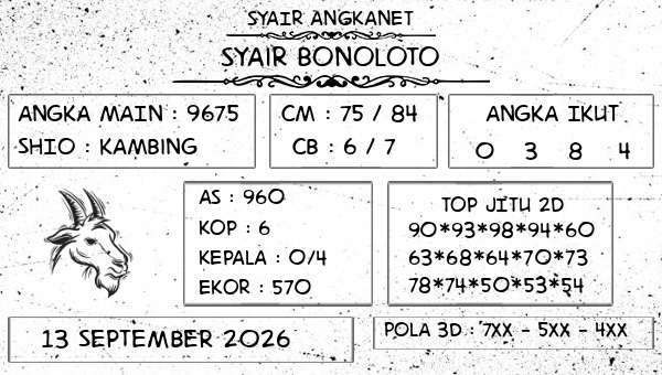 SYAIR ANGKANET - Syair Bonoloto