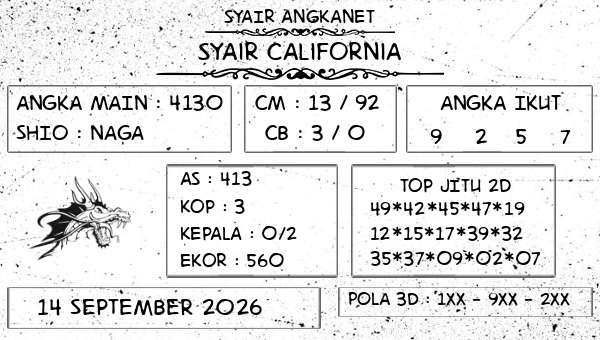 SYAIR ANGKANET - Syair California