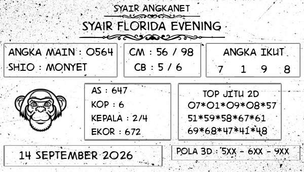 SYAIR ANGKANET - Syair Florida Evening