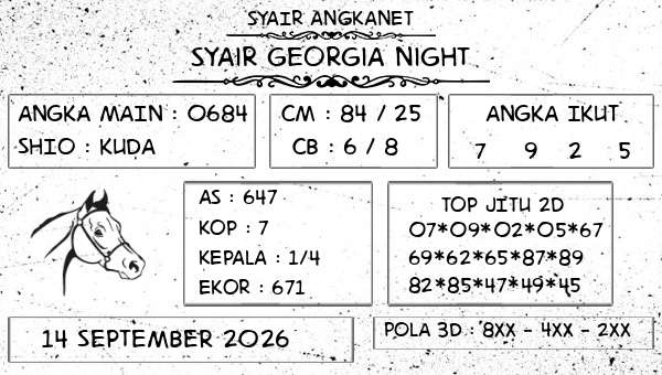 SYAIR ANGKANET - Syair Georgia Night