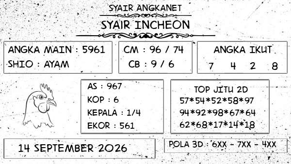 SYAIR ANGKANET - Syair Incheon